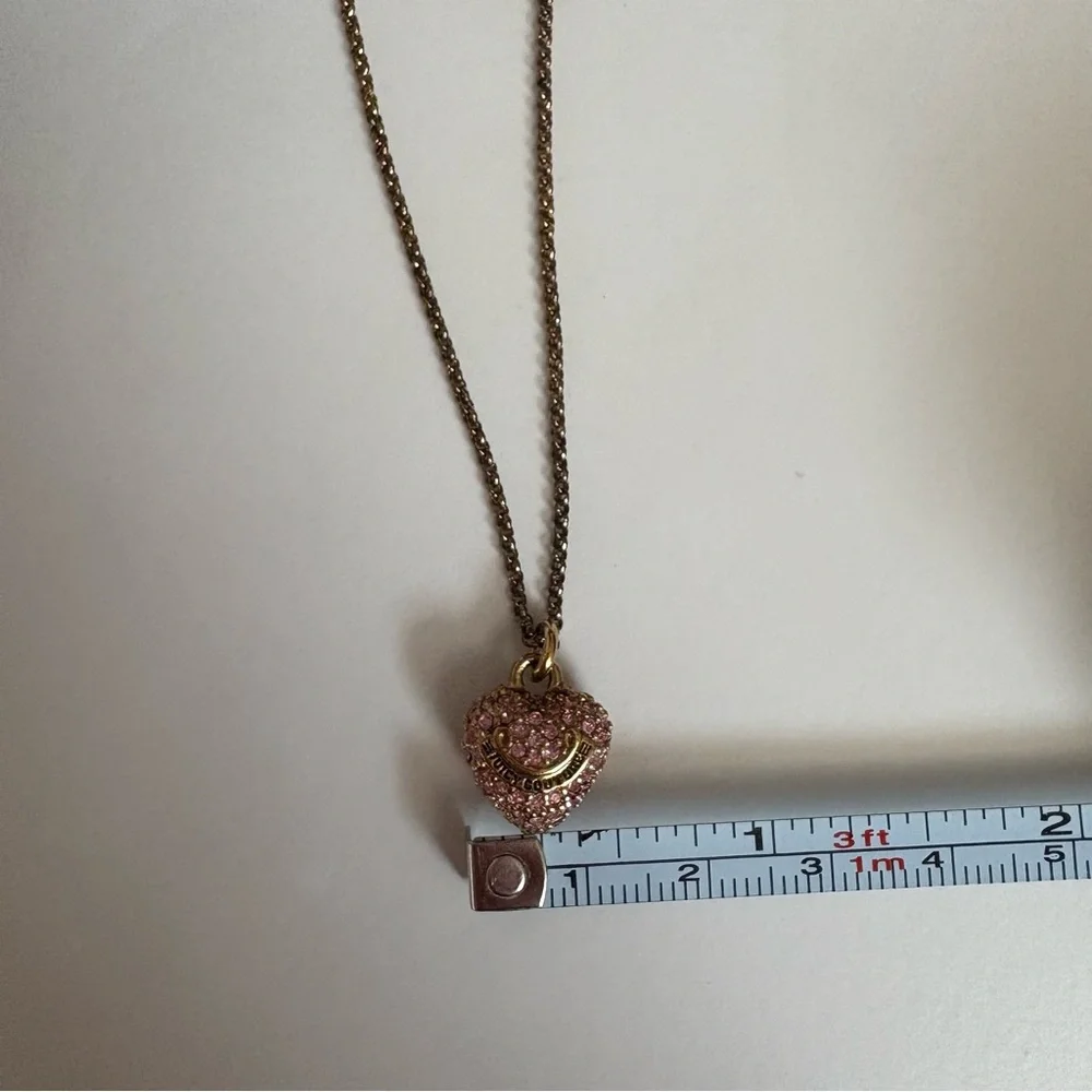 Vintage Juicy Couture Pink & Gold Heart Necklace - Picture 10 of 10